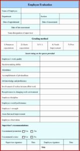 Employee Performance Evaluation Template Excel