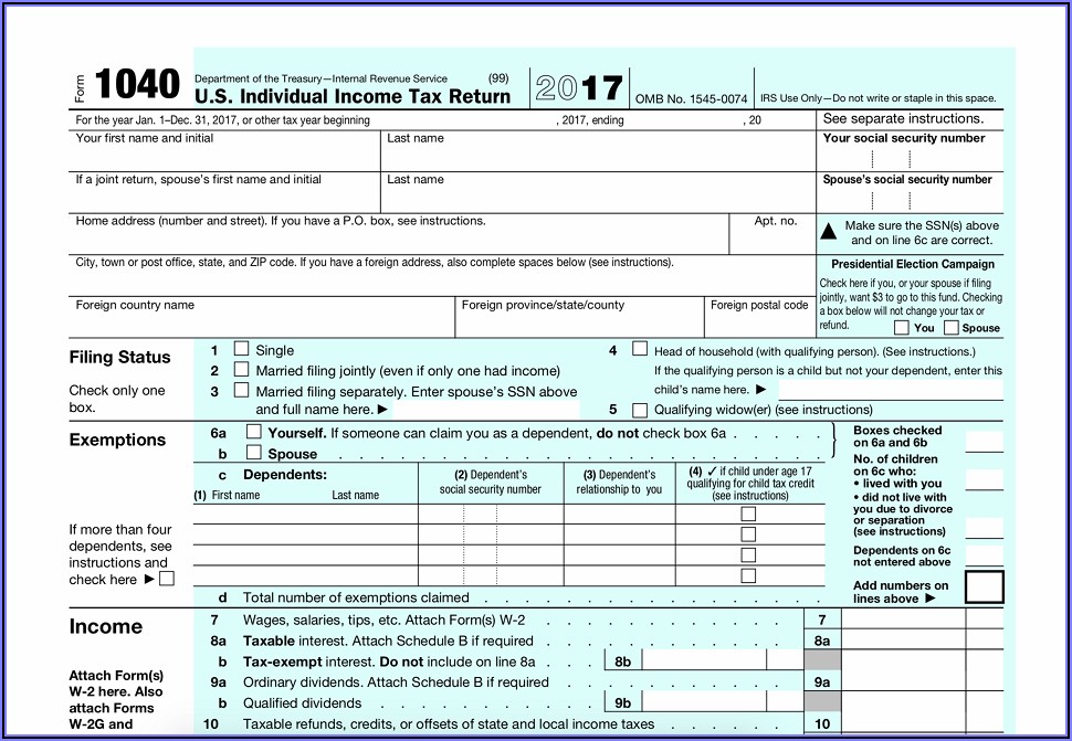 Federal Tax Forms 1040 Instructions