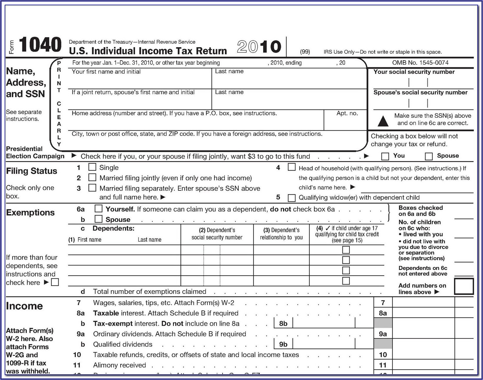 Federal Tax Forms 1040