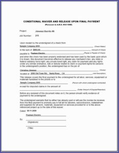Fillable Final Waiver Of Lien Form