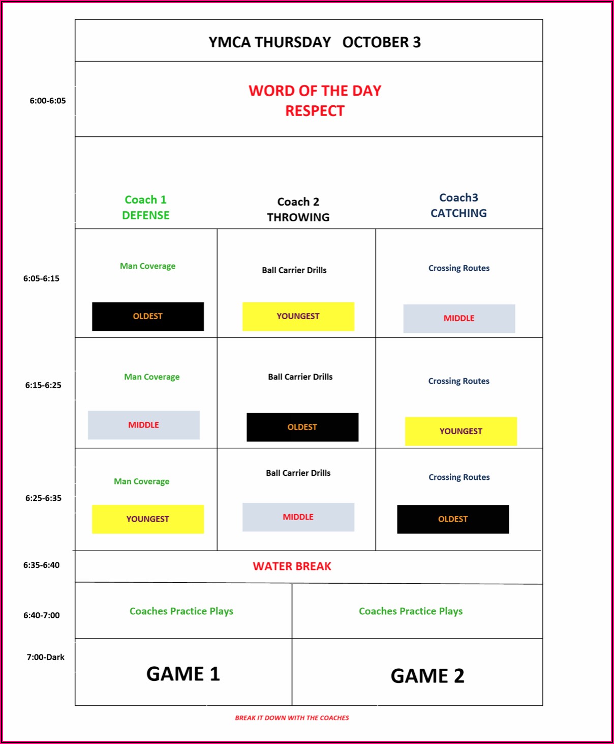 Flag Football Wrist Coach Template