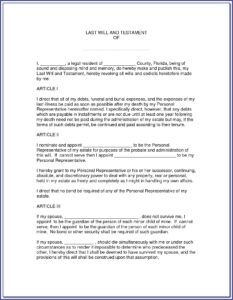 Florida Bar Last Will And Testament Form