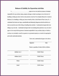 Florida Equine Liability Release Form