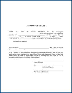 Florida Notice Of Intent To File A Lien Form