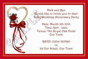 Free 40th Wedding Anniversary Invitations Templates