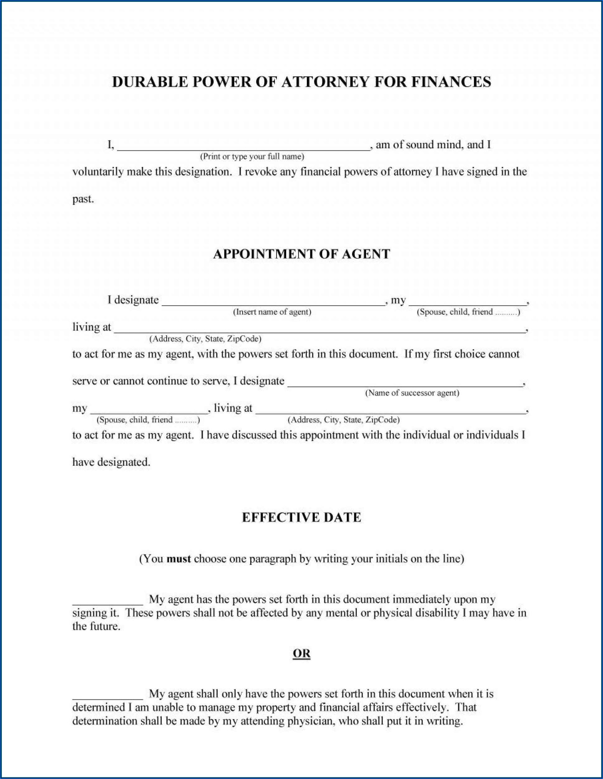 Free Blank Printable Medical Power Of Attorney Forms Florida