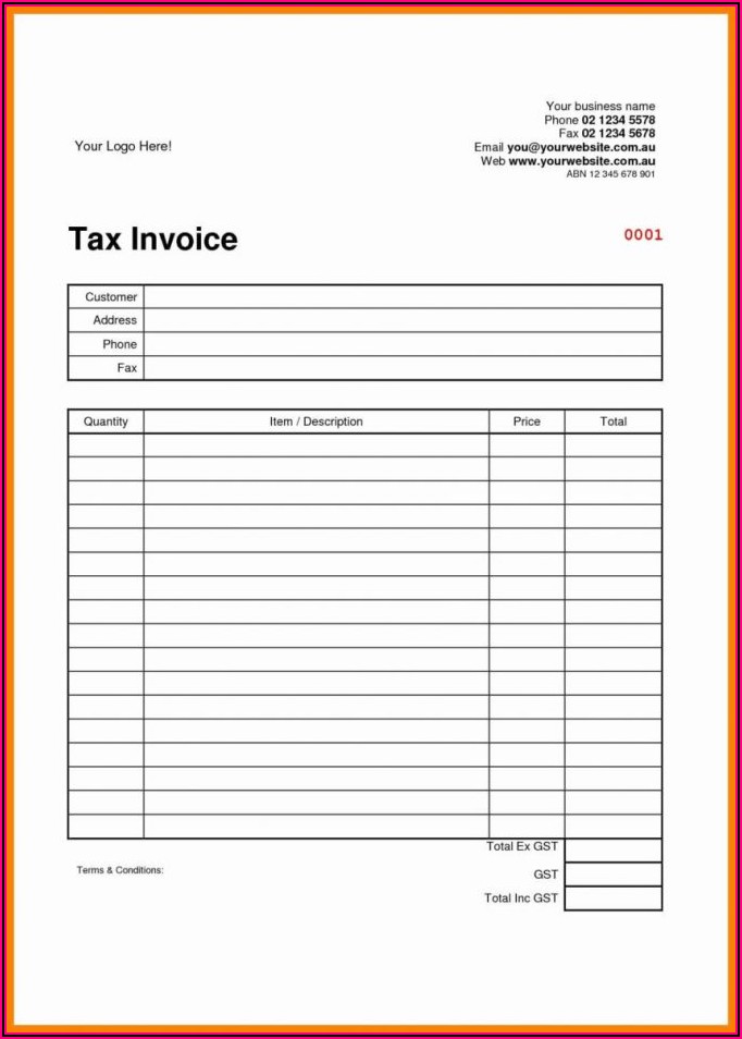 Free Download Blank Invoice Template Excel