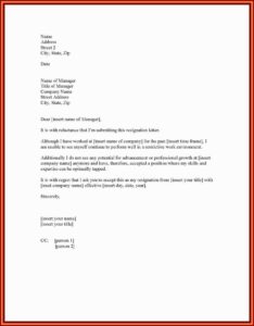 Free Downloadable Resignation Letter Template