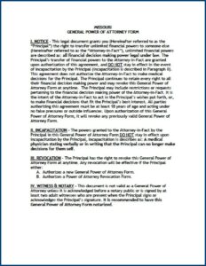 Free General Power Of Attorney Form Missouri