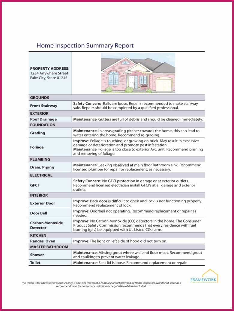 Free Home Inspection Report Template Word