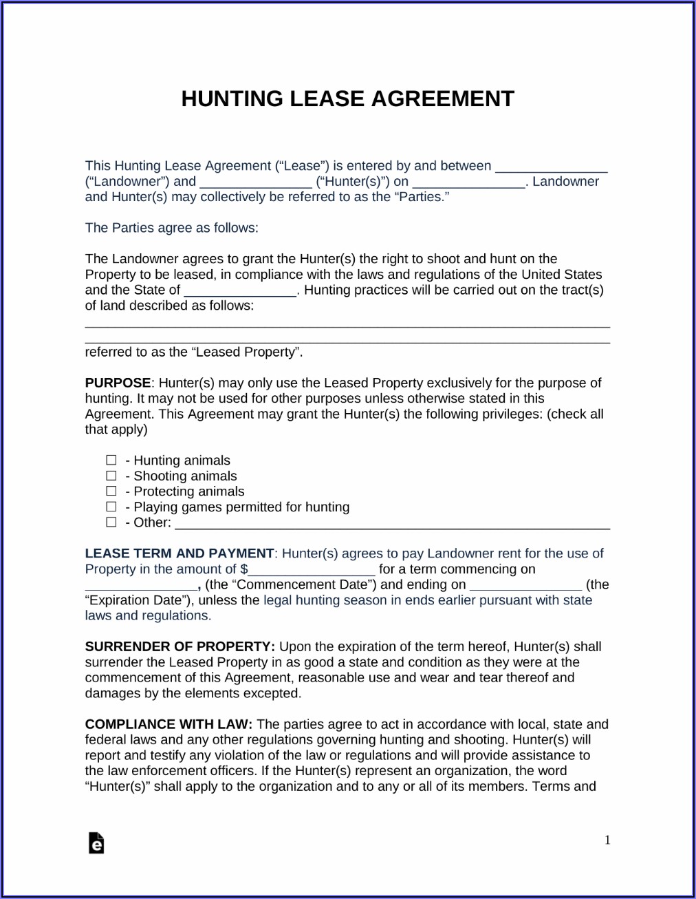 Free Lease Agreement Forms Pdf