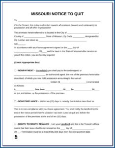 Free Missouri Eviction Notice Form