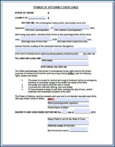 Free Power Of Attorney For Minor Child Form Missouri