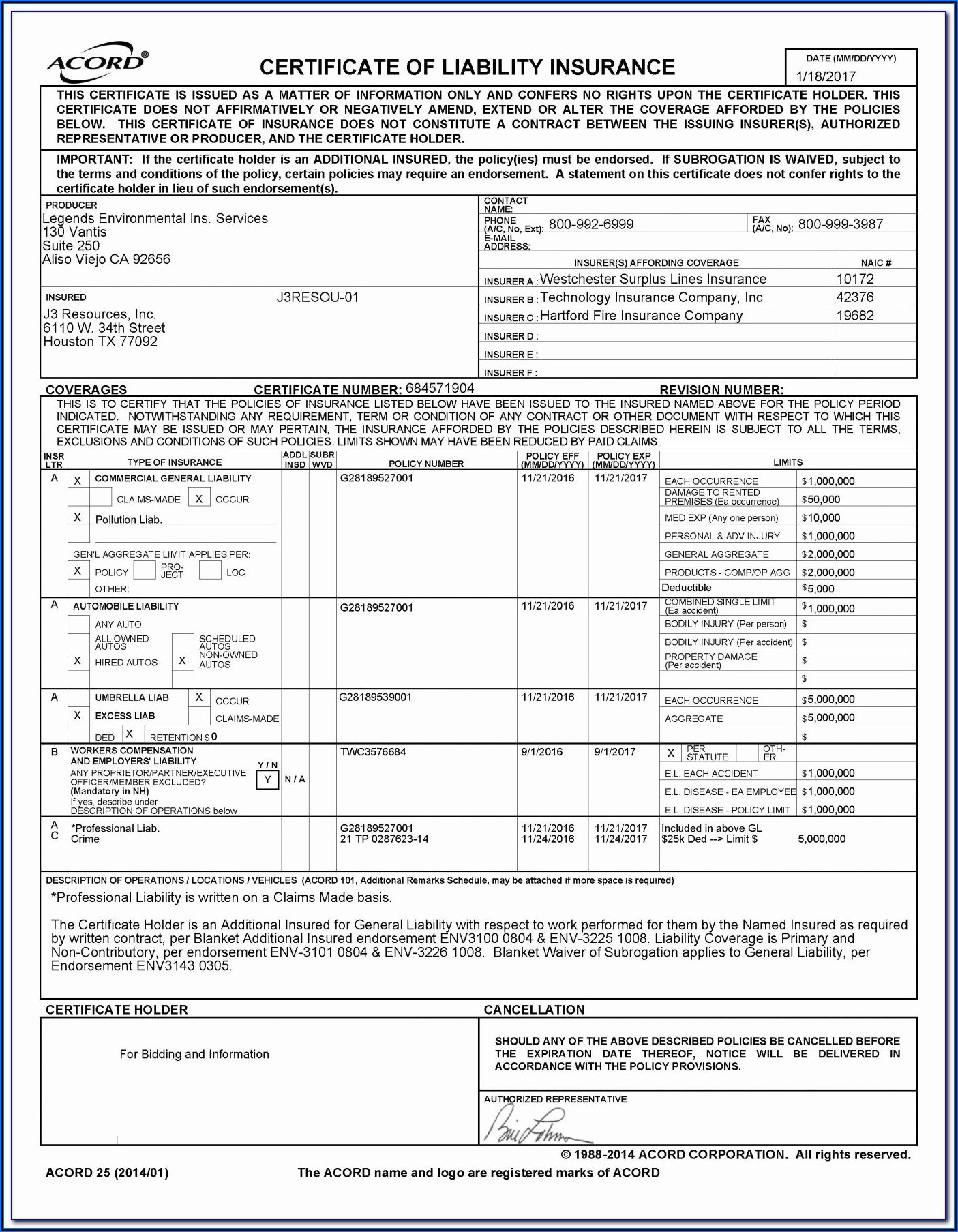 Free Printable Acord 25 Form