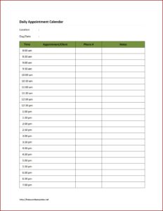 Free Printable Appointment Scheduling Template
