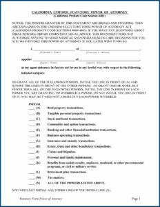 Free Printable Durable Power Of Attorney Form California
