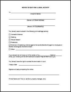 Free Printable Eviction Notice Template Maine