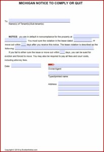 Free Printable Eviction Notice Template Michigan