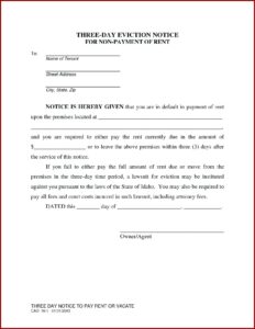 Free Printable Eviction Notice Template Uk