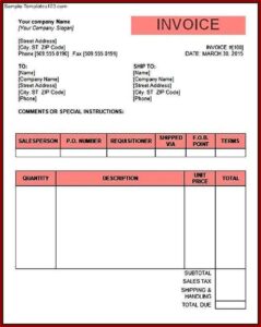Free Printable Invoice Template Word