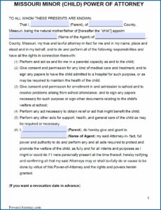 Free Printable Power Of Attorney Form Missouri
