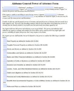 Free Printable Power Of Attorney Forms For Alabama