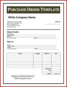 Free Printable Purchase Order Template