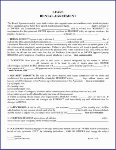 Free Printable Rental Lease Agreements