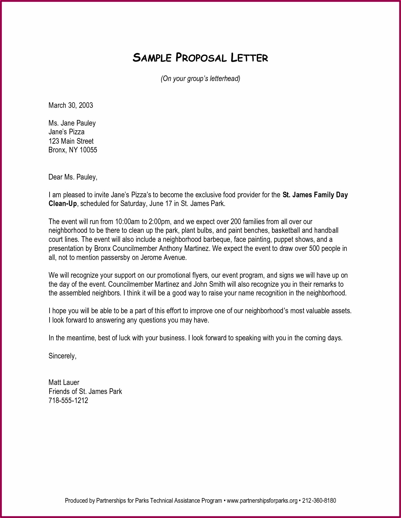 Free Proposal Letter Template