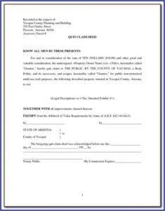 Free Quit Claim Deed Form Arizona