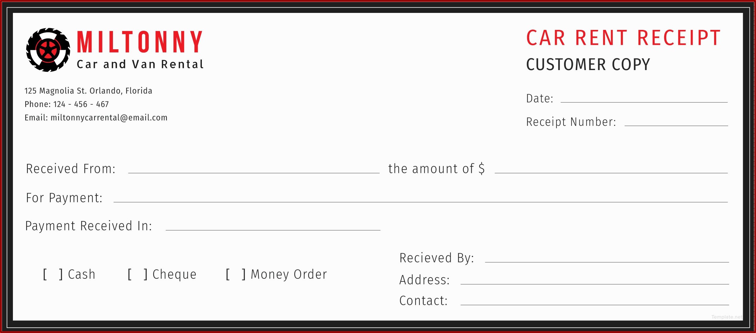 Free Rent Receipt Template Doc