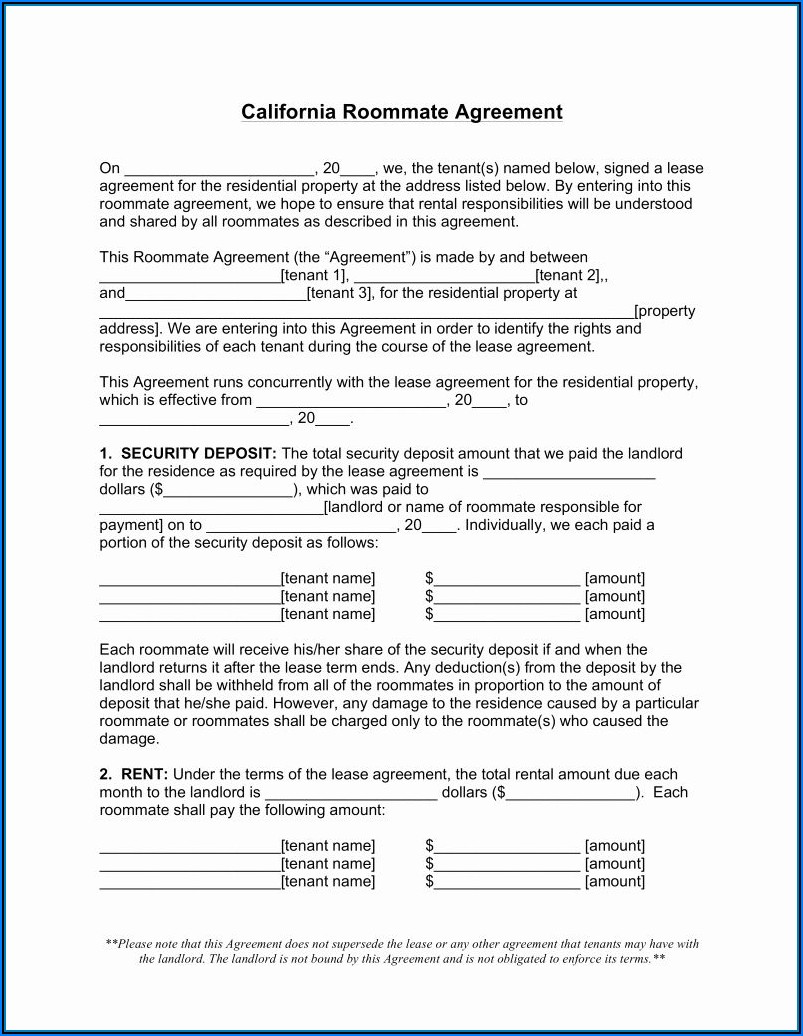 Free Rental Agreement Form California