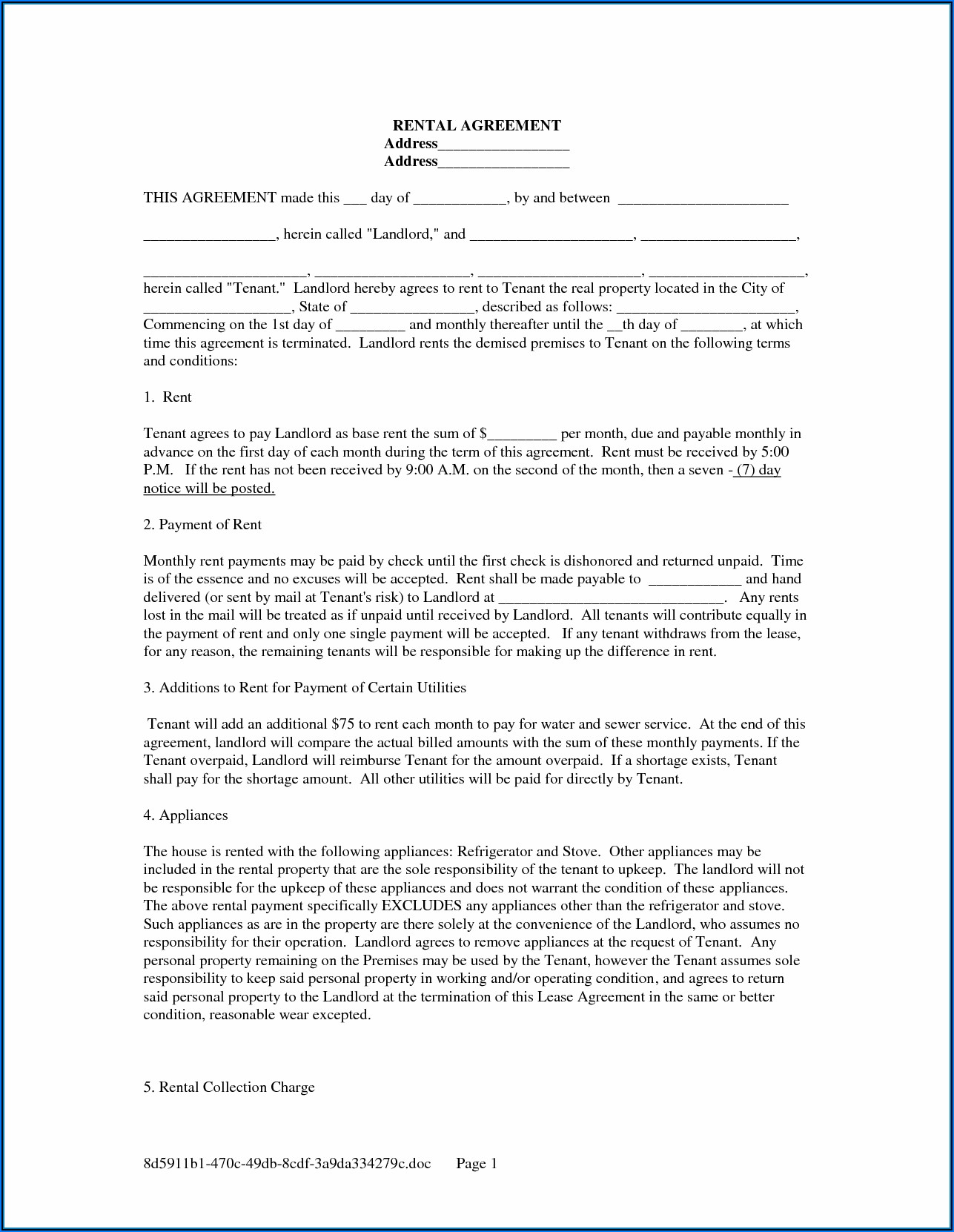 Free Rental Agreement Forms