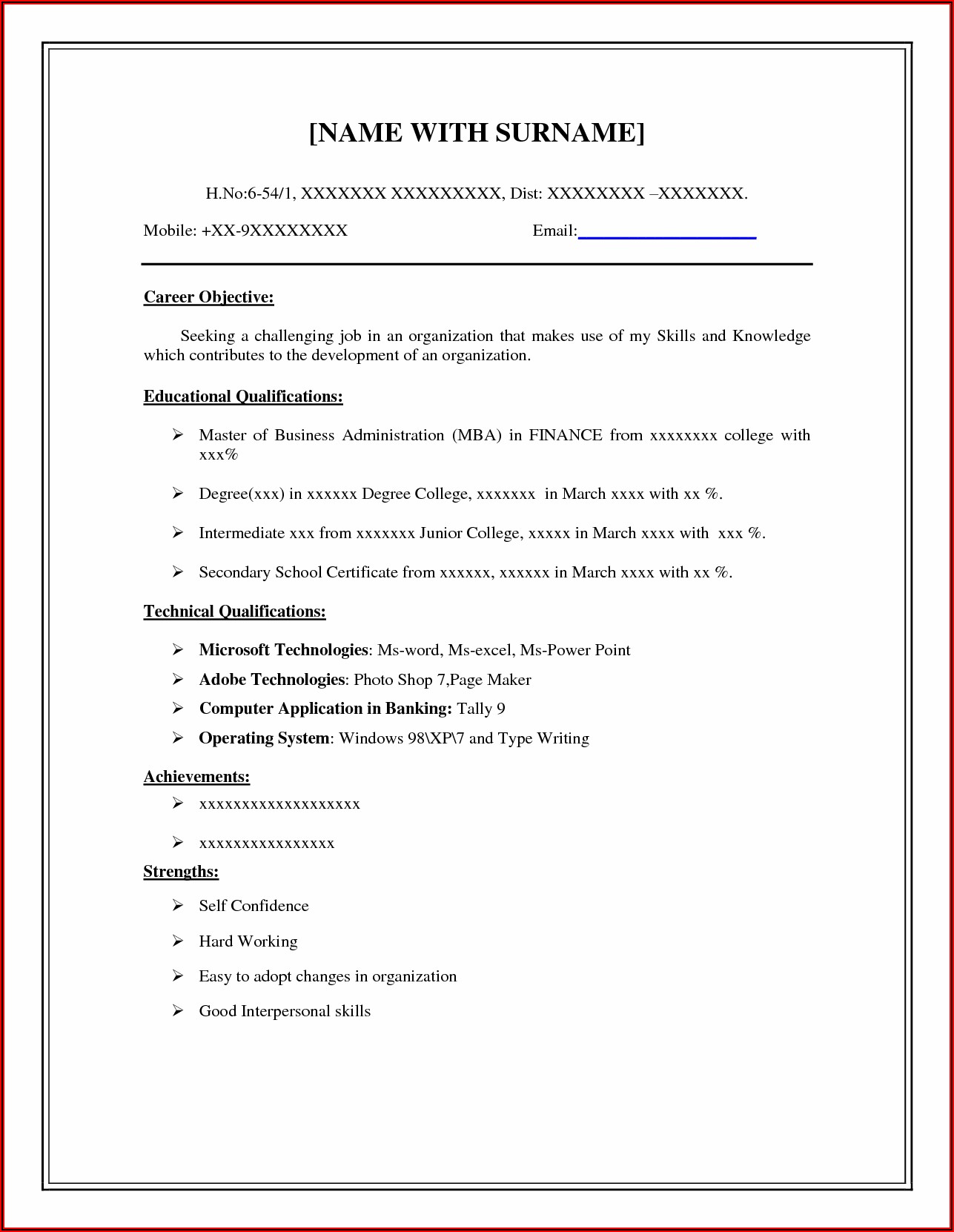 Free Resume Templates Printable