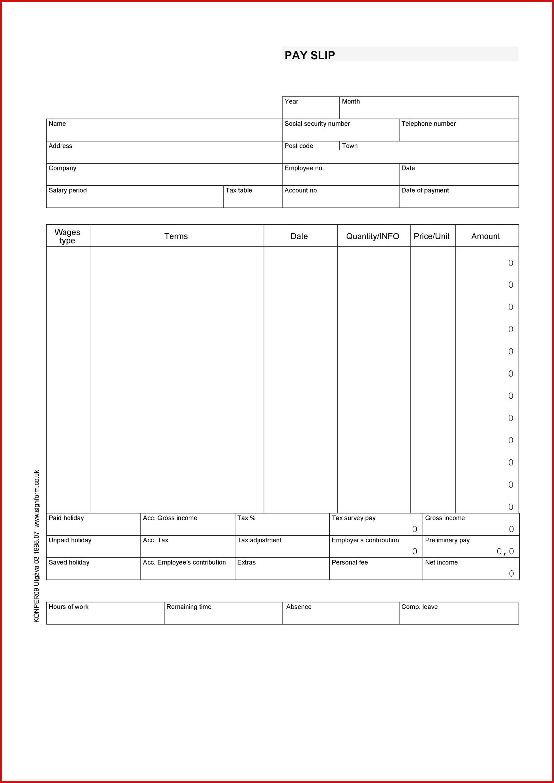 Free Self Employed Pay Stub Template