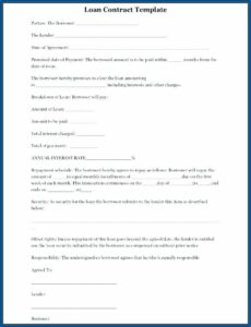 Free Simple Personal Loan Agreement Form