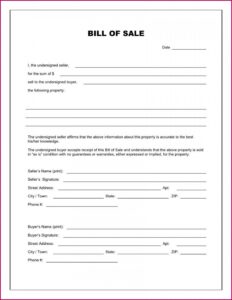 Free Used Car Bill Of Sale Ontario Template Pdf