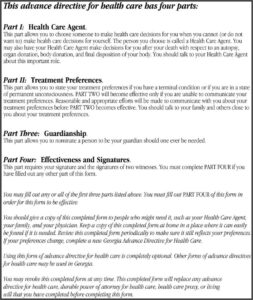 Georgia Advance Directive For Health Care Form