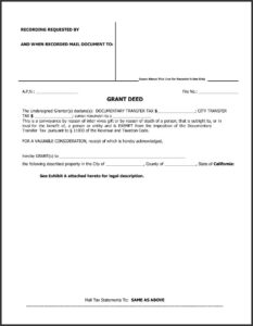 Grant Deed Sample California Trust