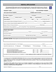 House Rental Application Form Word Document
