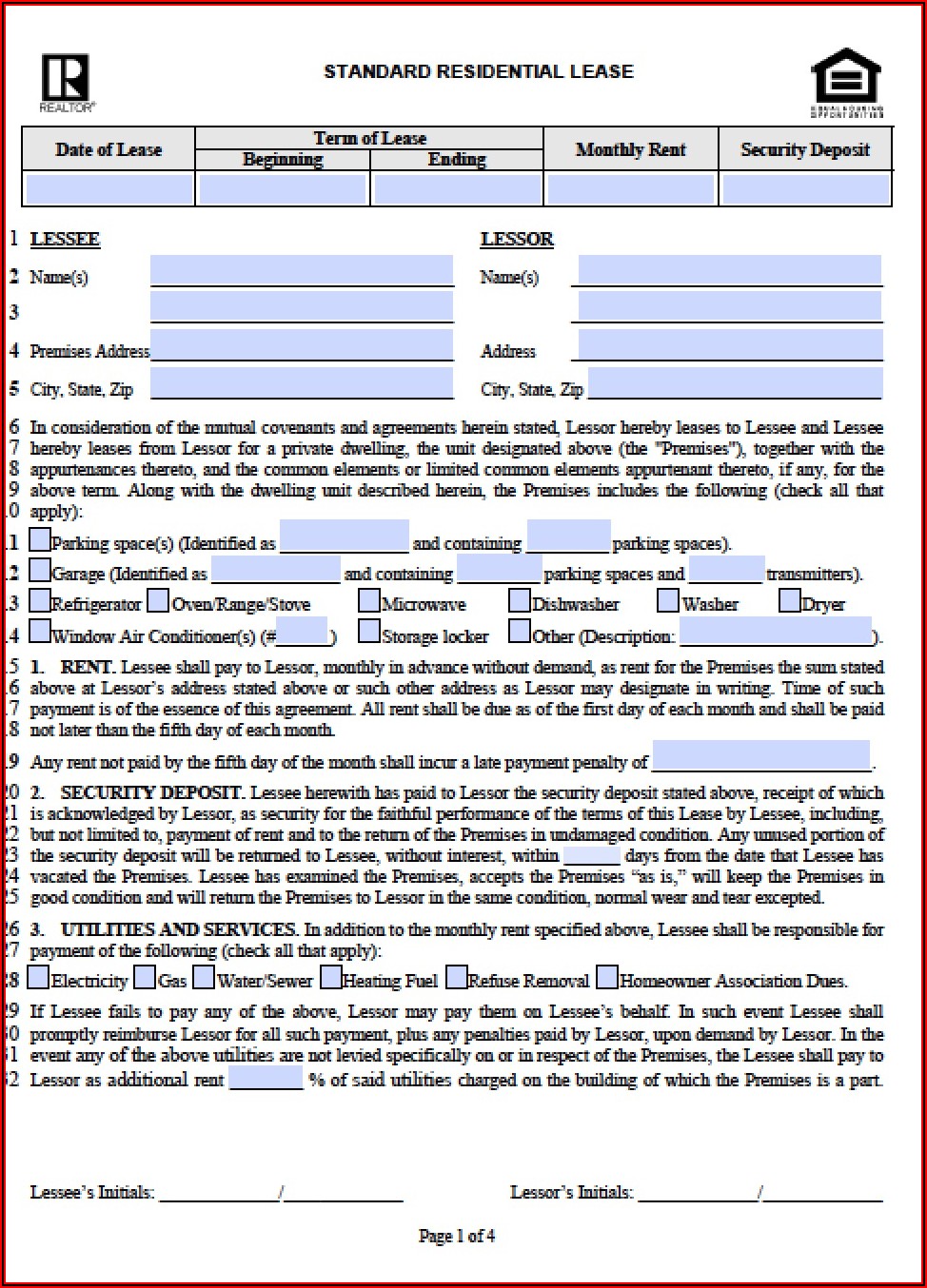 Illinois Residential Lease Agreement Template