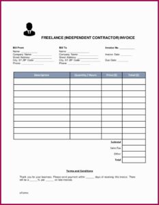 Independent Contractor Invoice Template Excel