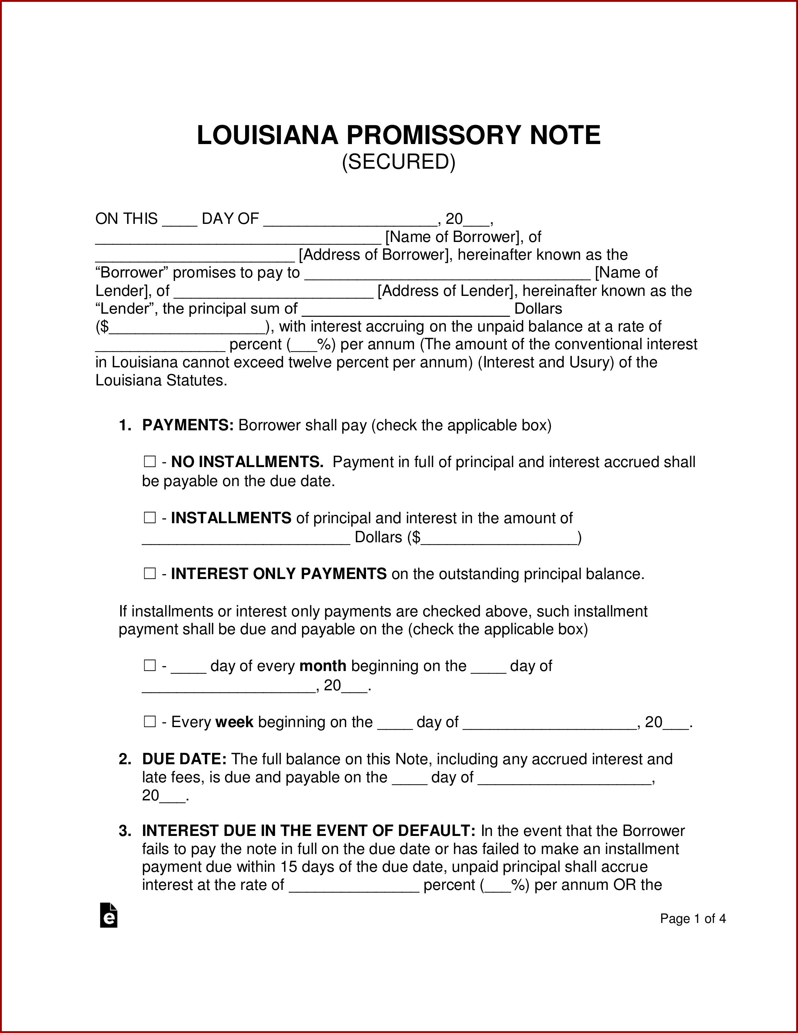 Interest Only Promissory Note Template