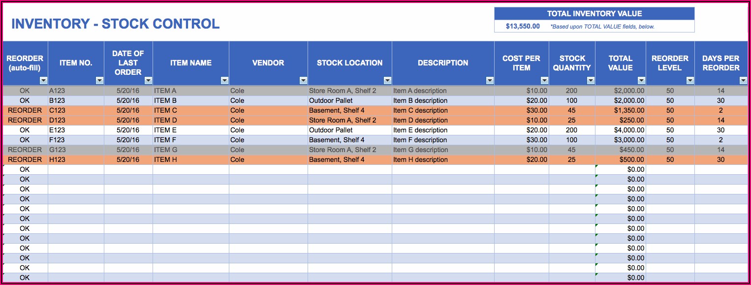 Inventory Management Templates Excel Free