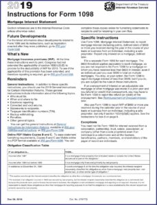 Irs 1098 Mortgage Interest Form 2019