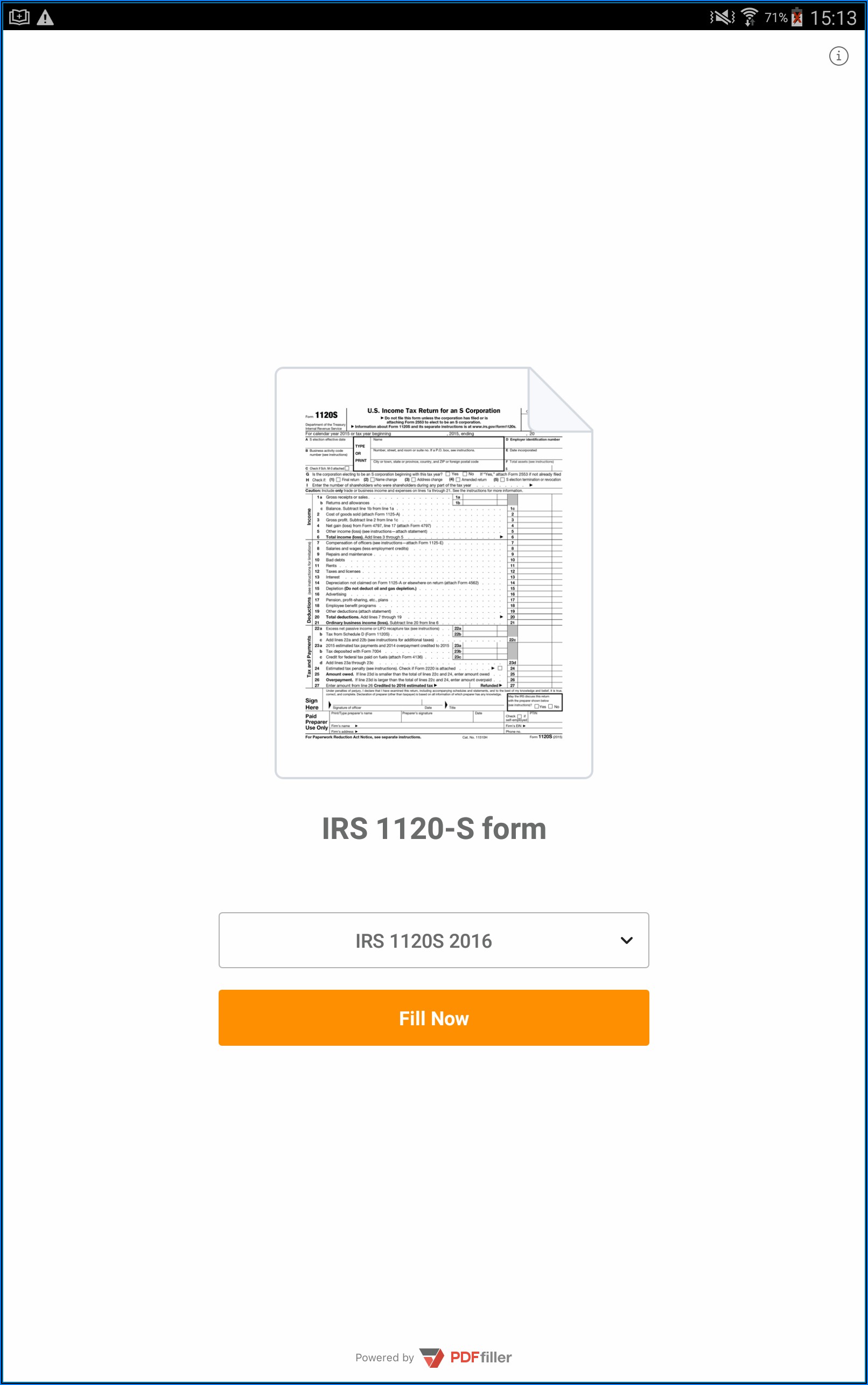 Irs Tax Form 1120s 2015