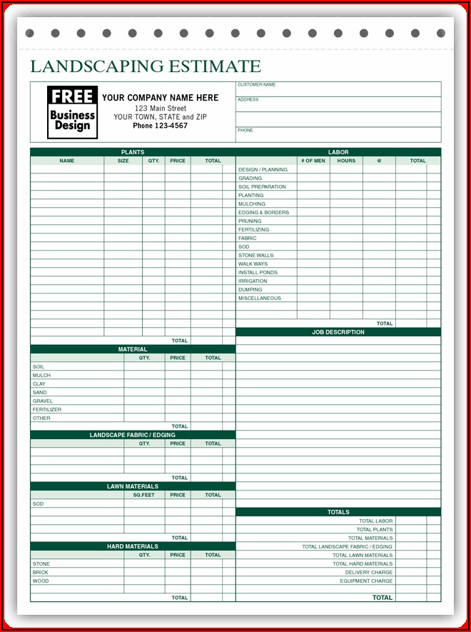 Landscaping Quote Template Excel