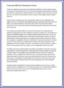 Last Will And Testament Forms Free Download Canada