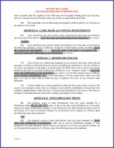 Last Will And Testament Free Form Download