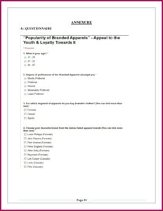 Market Research Survey Questionnaire For Clothing